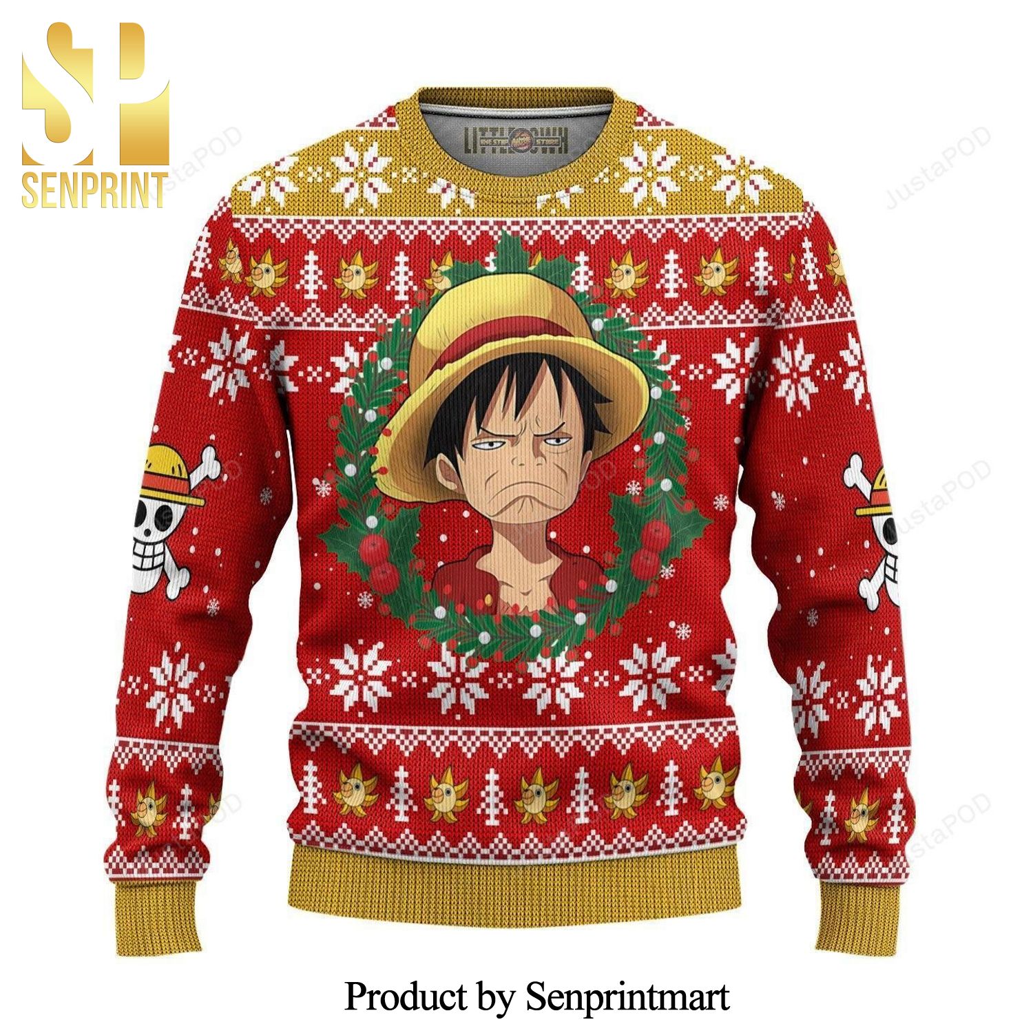 Luffy Weird Face One Piece Manga Anime Knitted Ugly Christmas Sweater