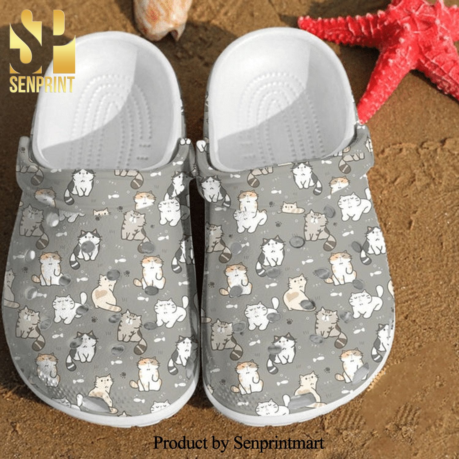 Cat Pattern Crocs 5 Full Printing Crocs Shoes