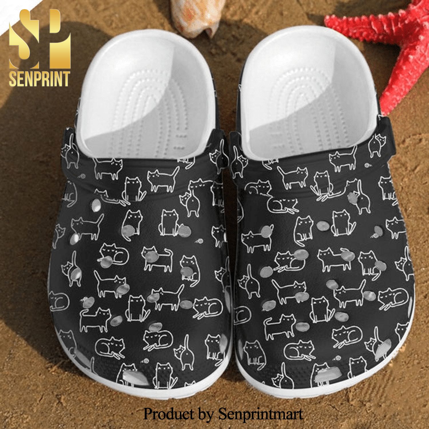 Cat Pattern Hypebeast Fashion Unisex Crocs Crocband Clog