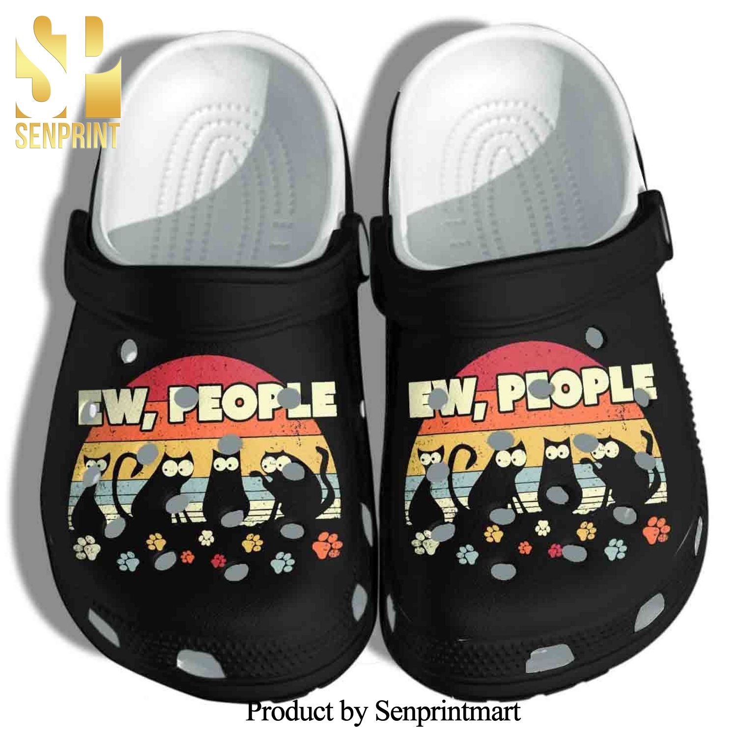 Cats On Night Ew People Gift For Lover All Over Printed Crocs Crocband In Unisex Adult Shoes