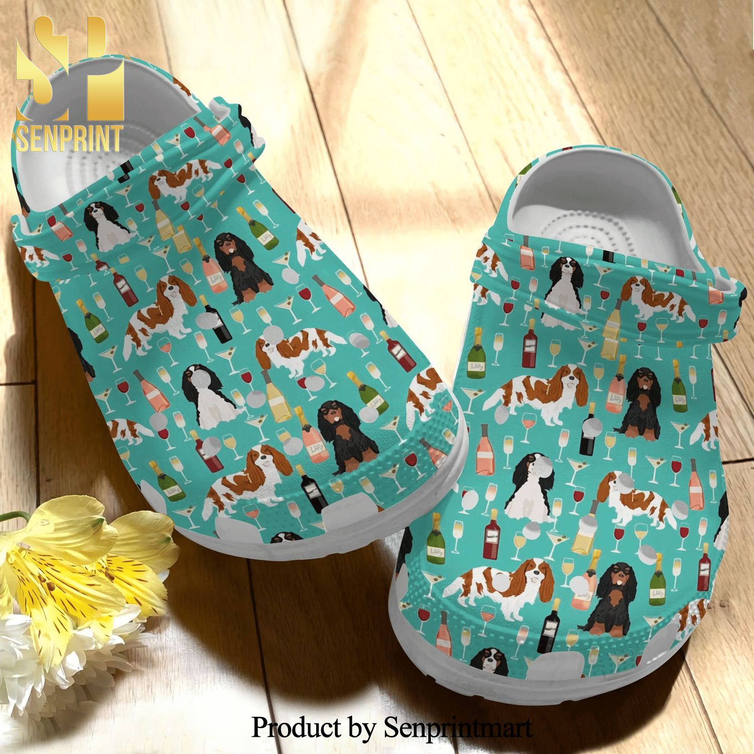 Cavalier And Wine Cute Dog Gift For Lover 3D Crocs Crocband Clog