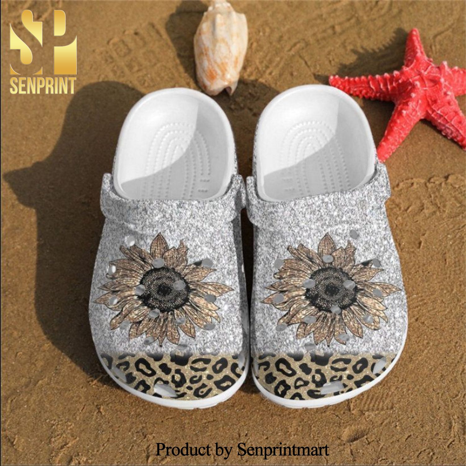 Cheetah Flower Bling Bling Full Printed Crocs Shoes