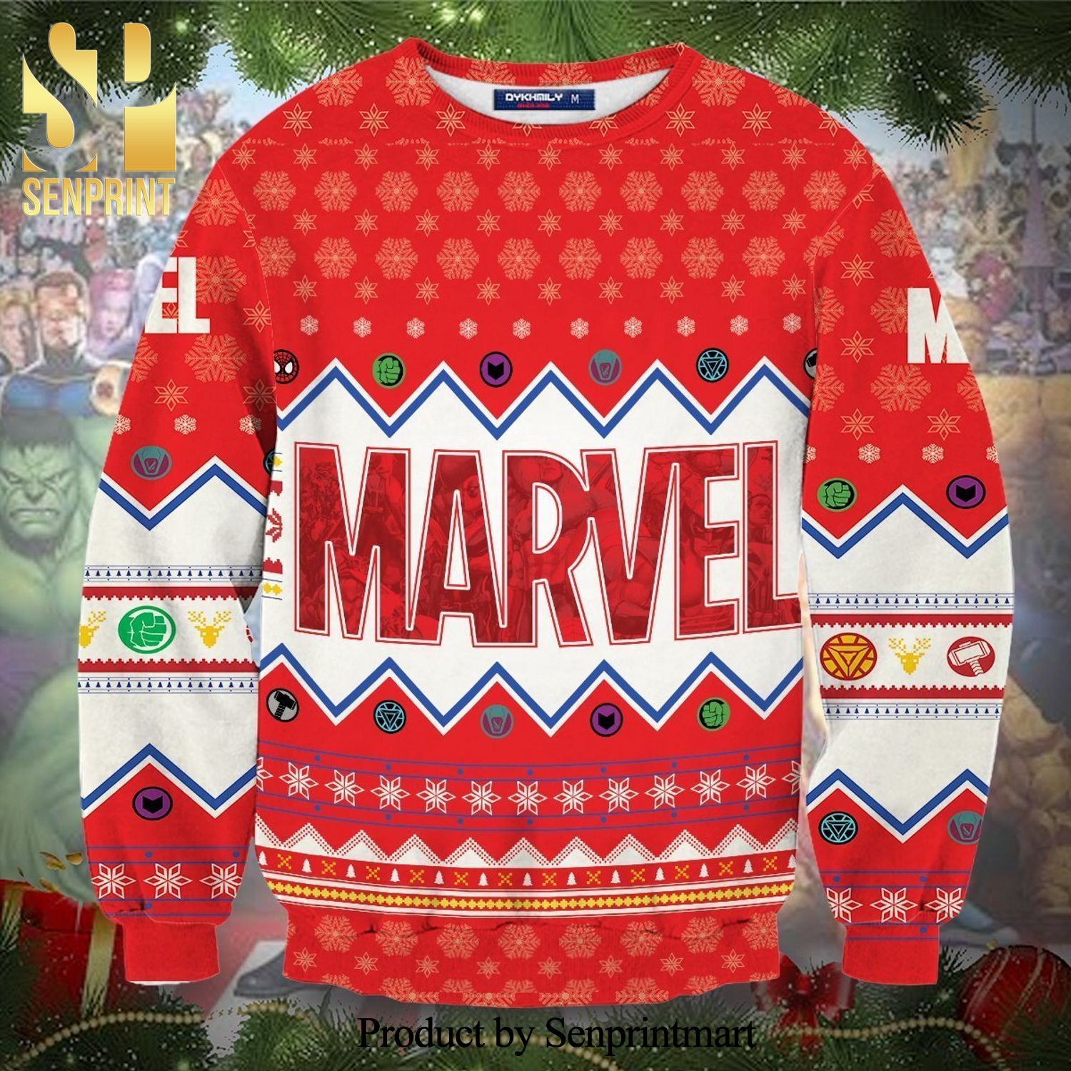 Marvel Christmas Superheroes Logo Knitted Ugly Christmas Sweater