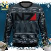 Mass Effect N7 Logo Reindeer Pattern Knitted Ugly Christmas Sweater – Black