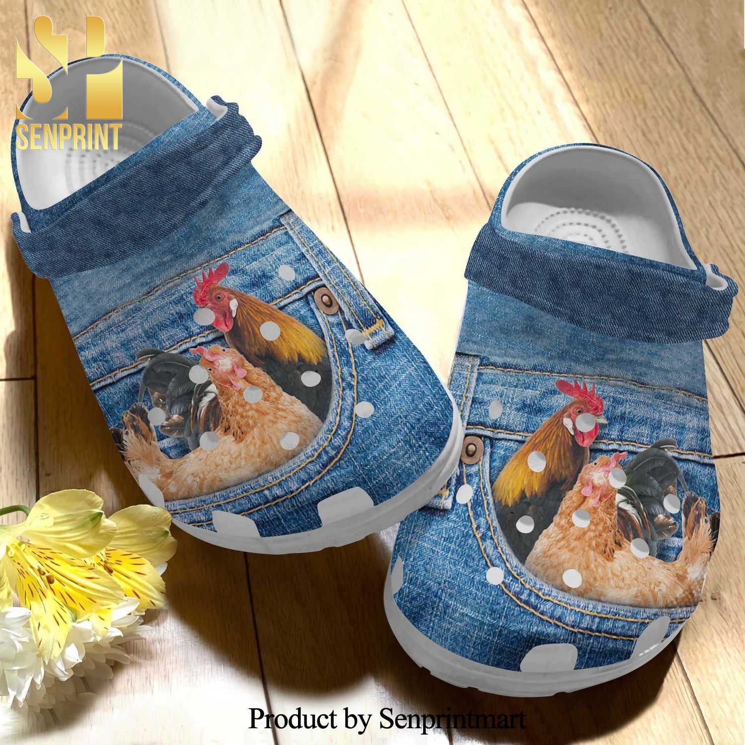 Chicken In Pocket Jean Gift For Lover 3D Crocs Crocband Clog