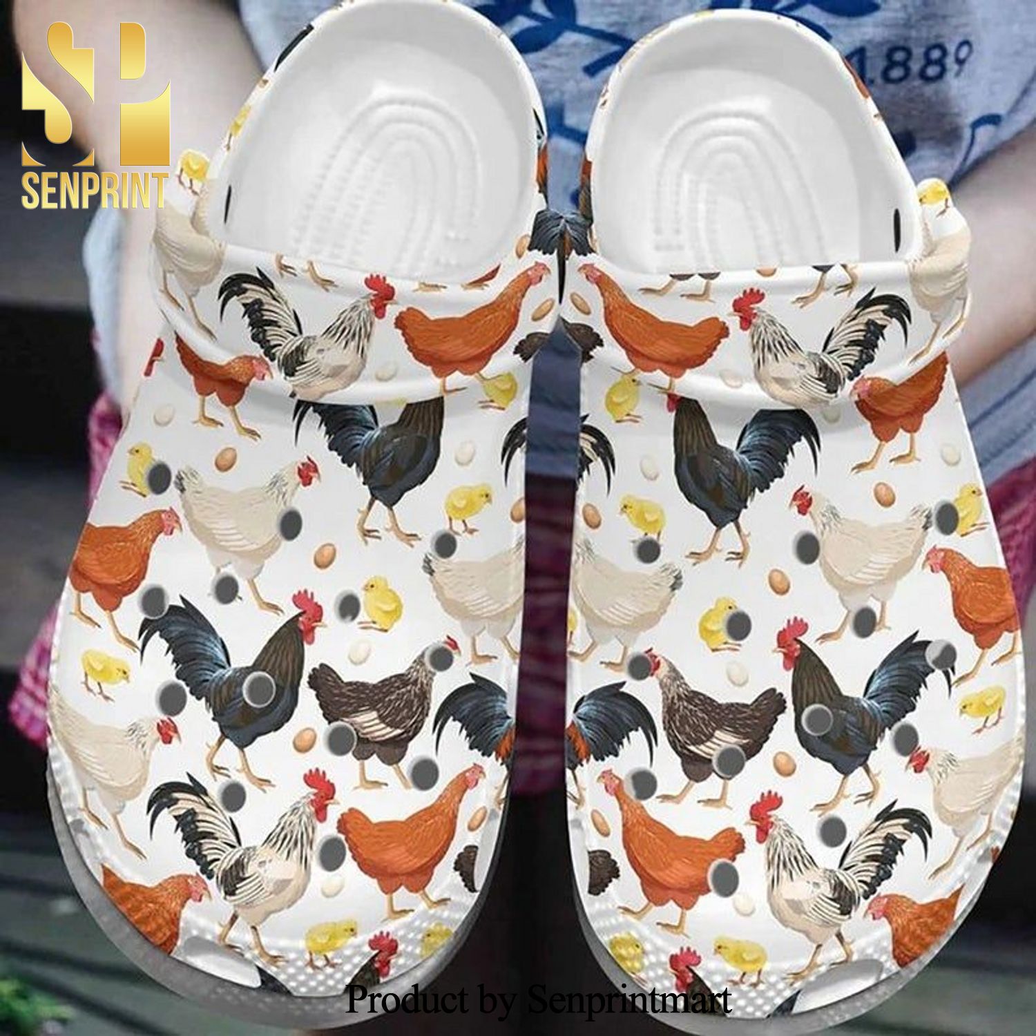 Chicken Pattern Crocs Chicken Street Style Crocs Unisex Crocband Clogs