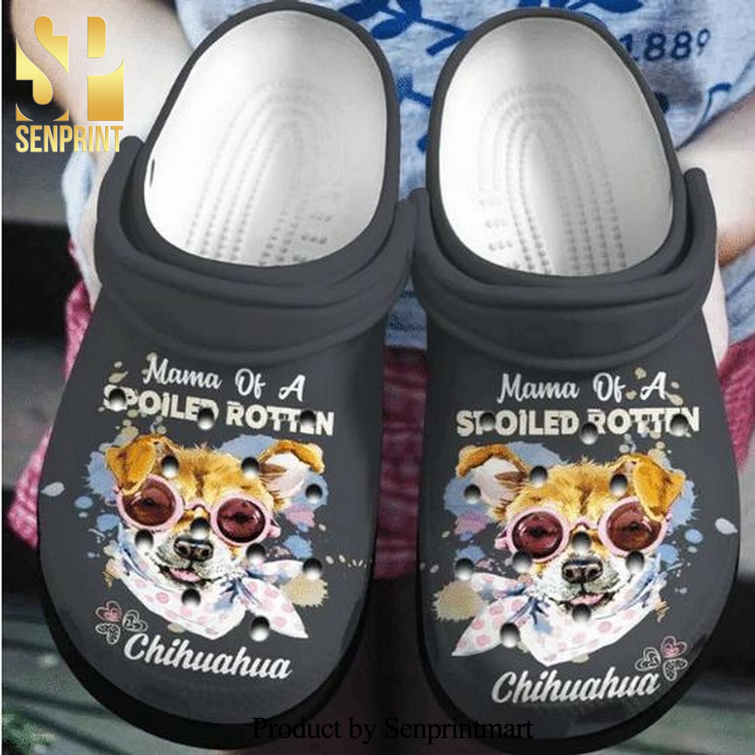 Chihuahua Face Mama Of A Spoiled Rottan Personalized 7 Gift For Lover Rubber Crocs Crocband Clog