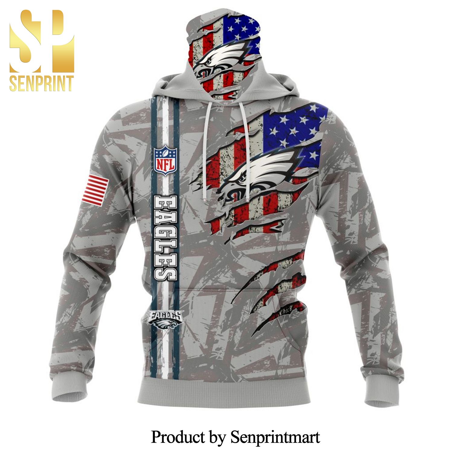NFL Philadelphia Eagles Personalized Name And Number With United States Flag All Over Printed Shirt