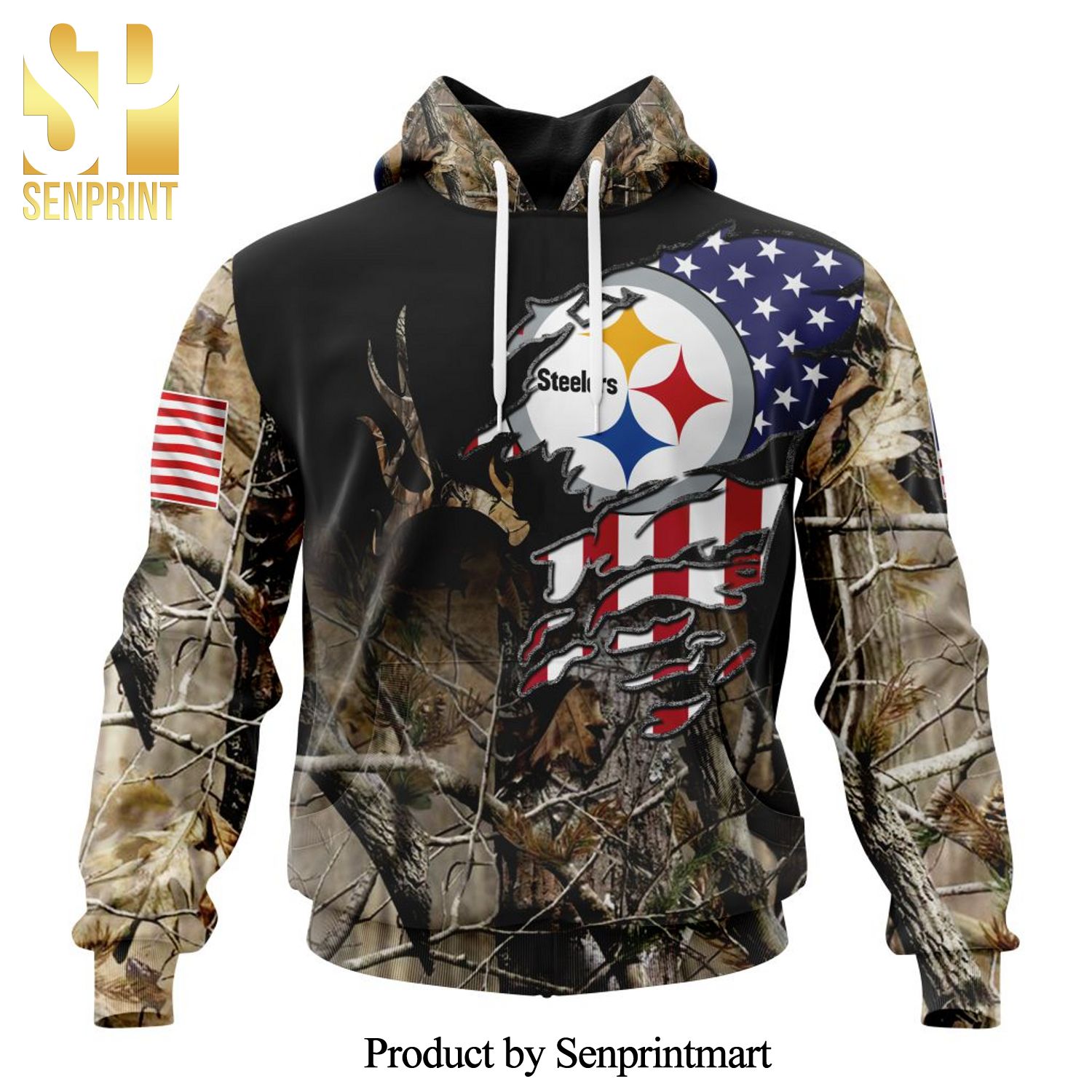 NFL Pittsburgh Steelers Version Camo Realtree Hunting All Over Printed Shirt