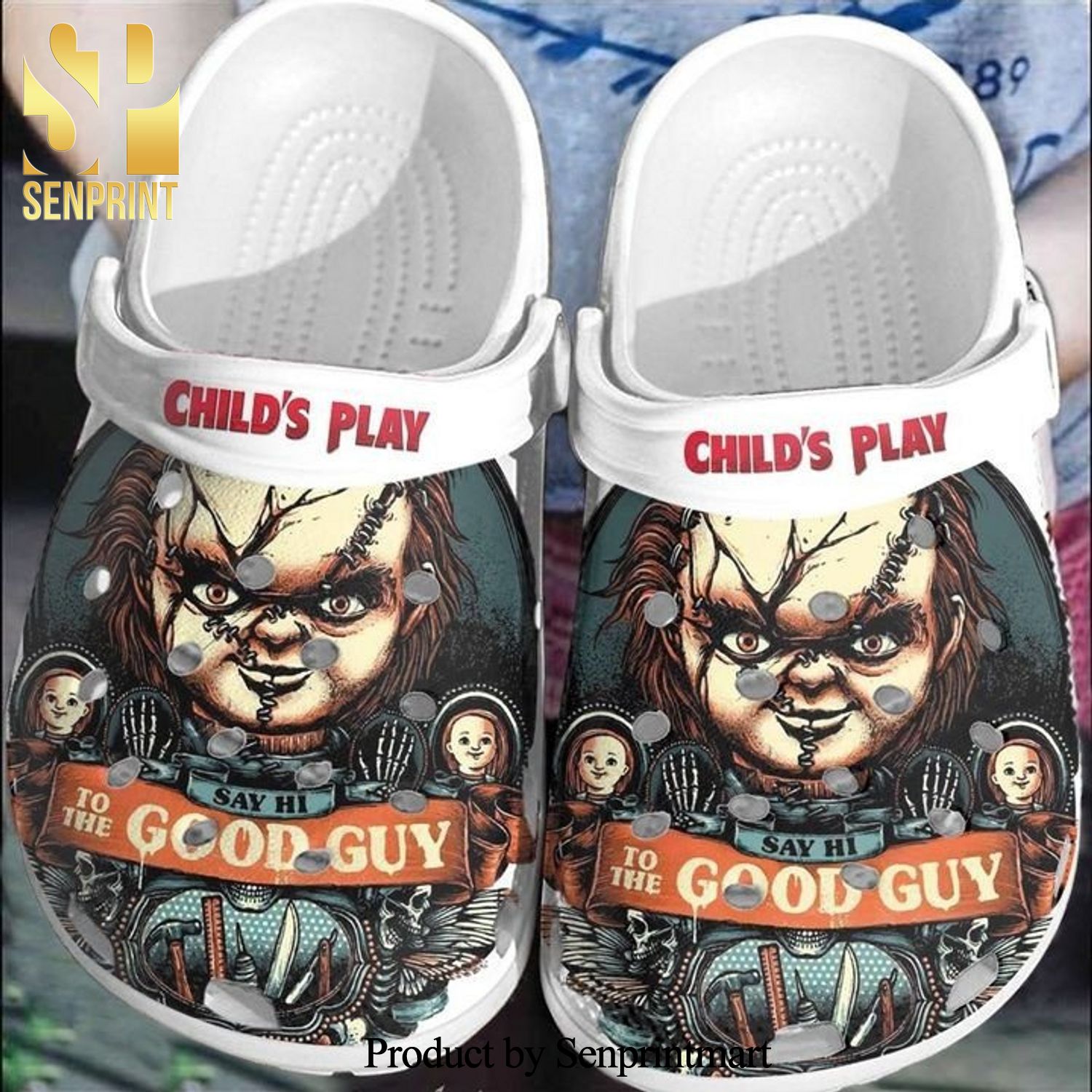 Chucky Doll Child’S Play Hallowen For Men And Women Full Printing Crocs Crocband In Unisex Adult Shoes