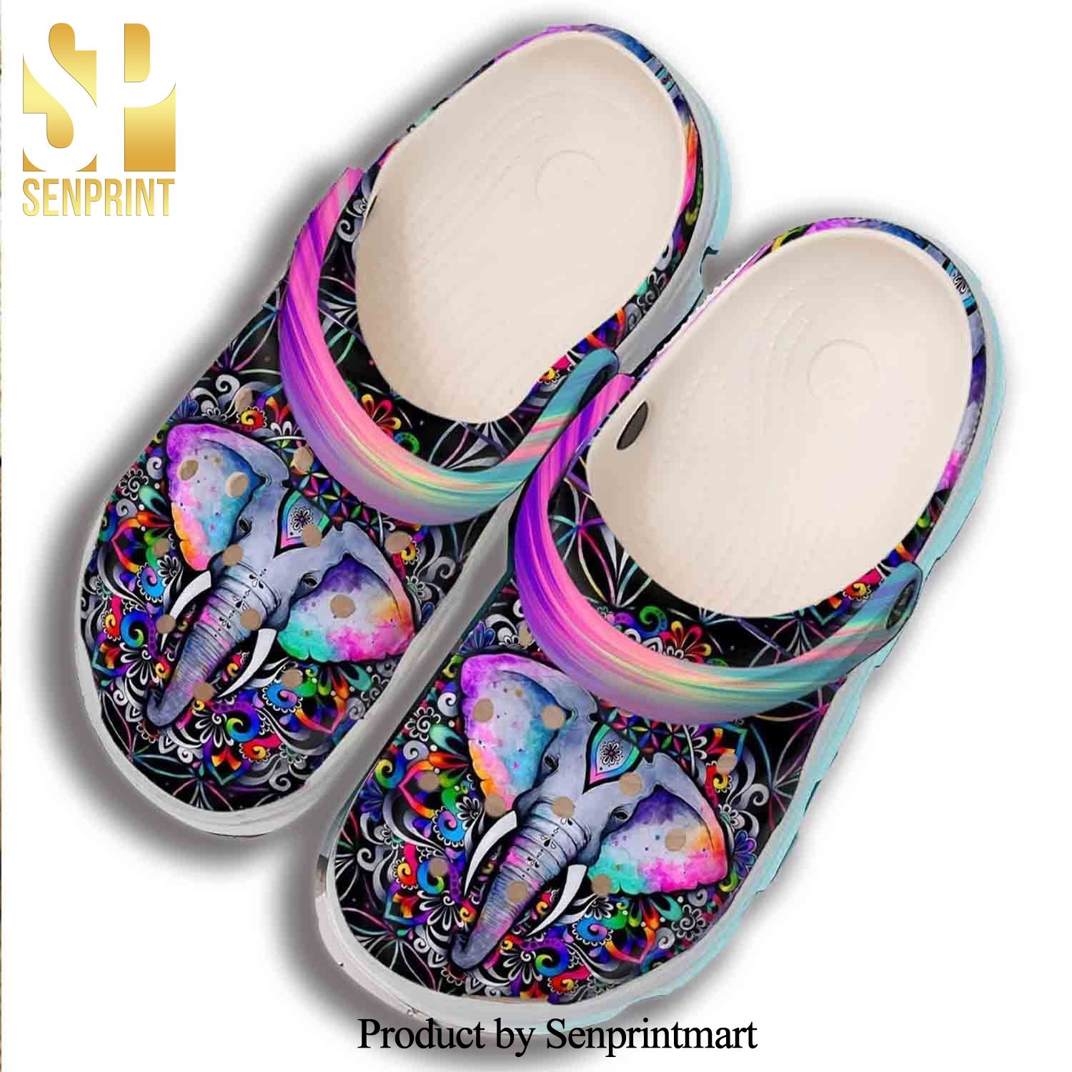 Coloful Elephant Hippie Gift For Lover 3D Crocs Sandals