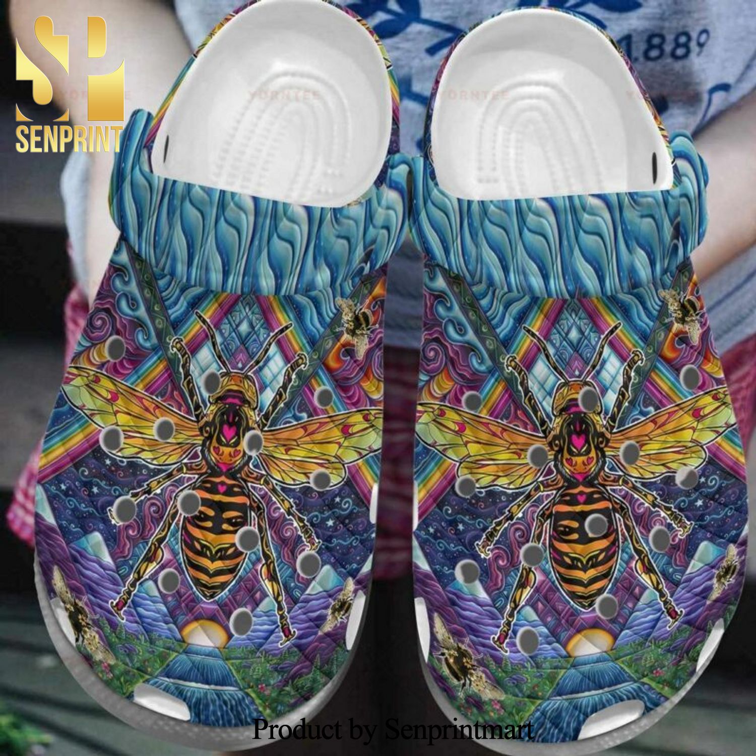 Colorful Bee 12 Gift For Lover 3D Crocs Crocband In Unisex Adult Shoes