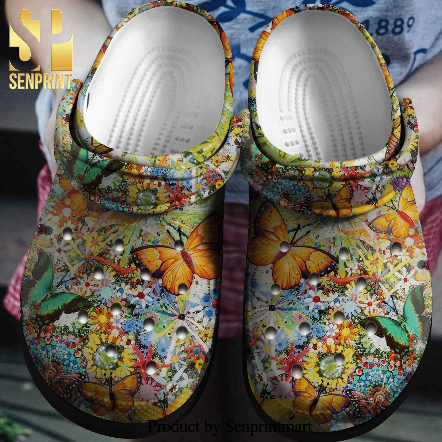 Colorful Butterfly Garden Vintage Gift For Lover 3D Classic Crocs Crocband Clog