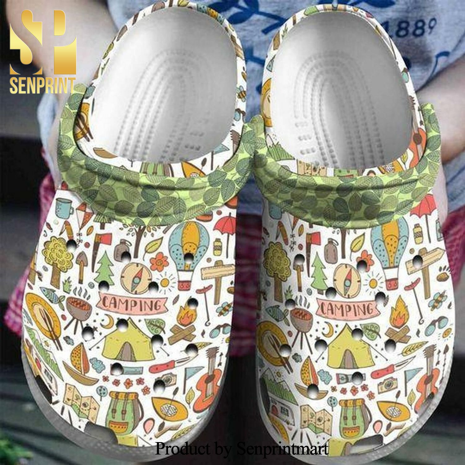 Colorful Camper Van Camping Camo 4 Personalized Gift For Lover New Outfit Crocs Crocband