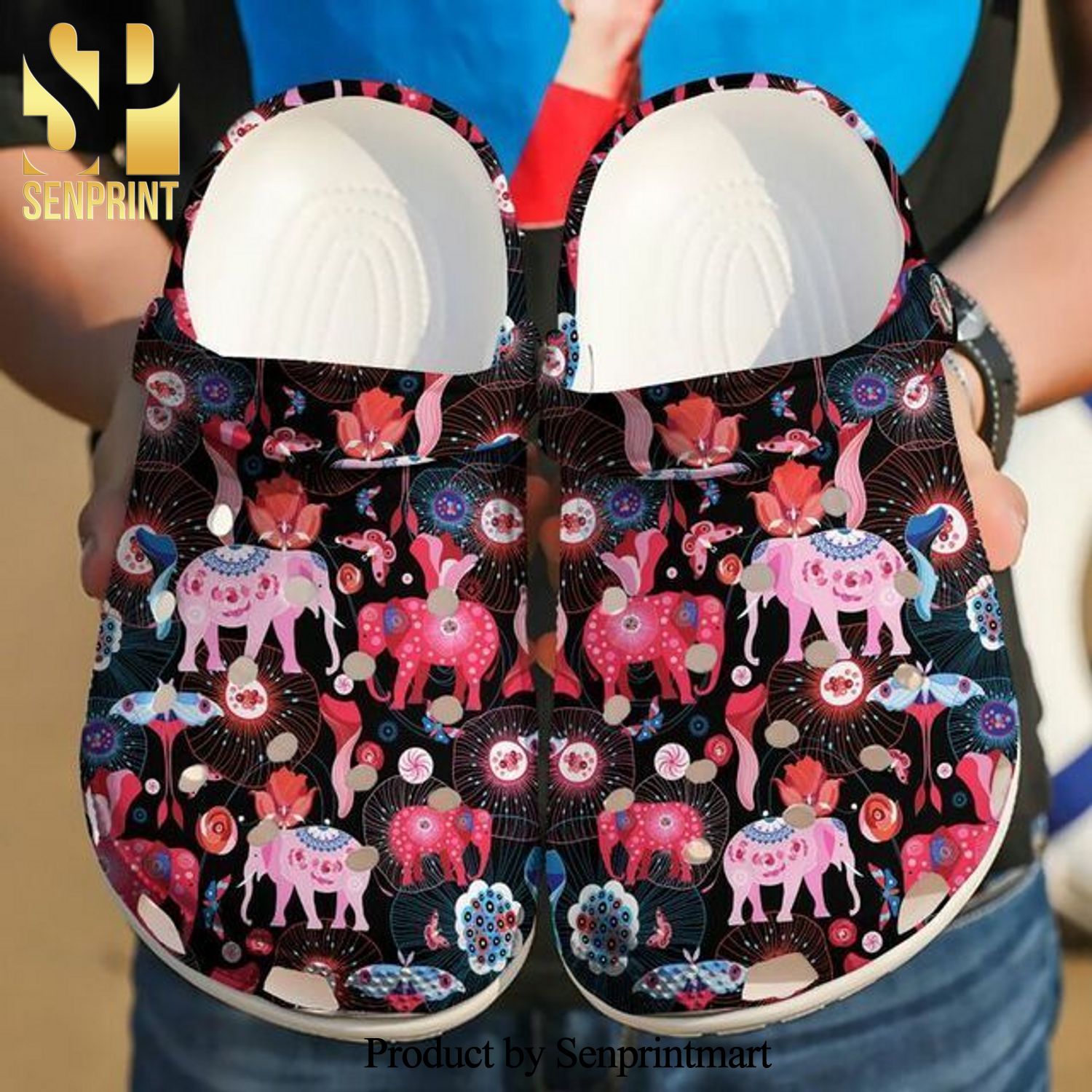 Colorful Elephant Pattern 102 Gift For Lover New Outfit Classic Crocs Crocband Clog