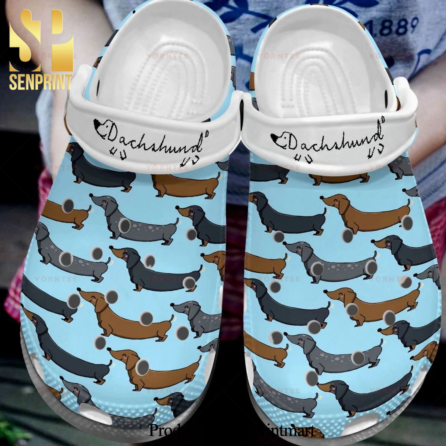 Colors My Love Dachshund Blue Gift For Lover Street Style Crocs Crocband Clog