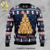 Meowy Christmas Black Cat White Knitted Ugly Christmas Sweater