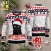 Meowy Christmas Cat Santa Knitted Ugly Christmas Sweater