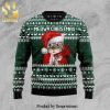 Meowy Christmas Black Cat White Knitted Ugly Christmas Sweater