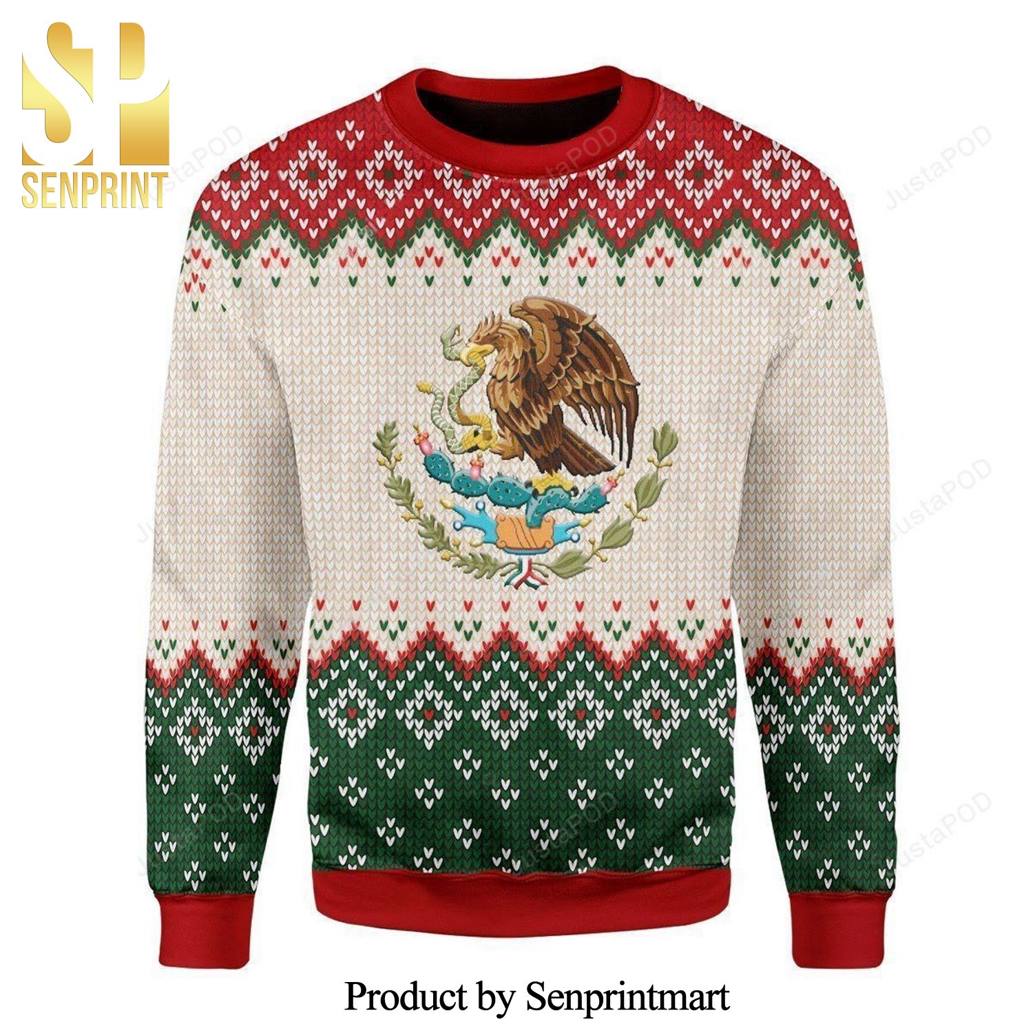 Mexico Coat Of Arms Knitted Ugly Christmas Sweater