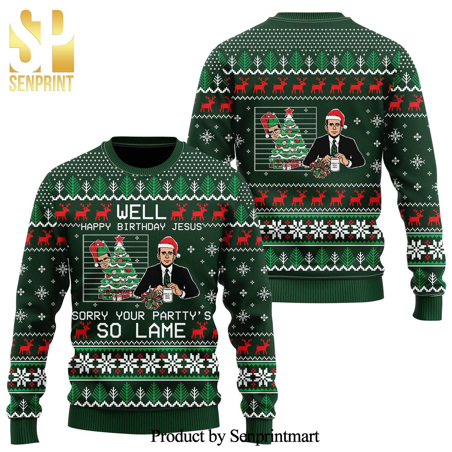 Michael Scott The Office Lame Party Knitted Ugly Christmas Sweater