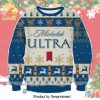 Michelob Ultra Beer Reindeer Knitted Ugly Christmas Sweater