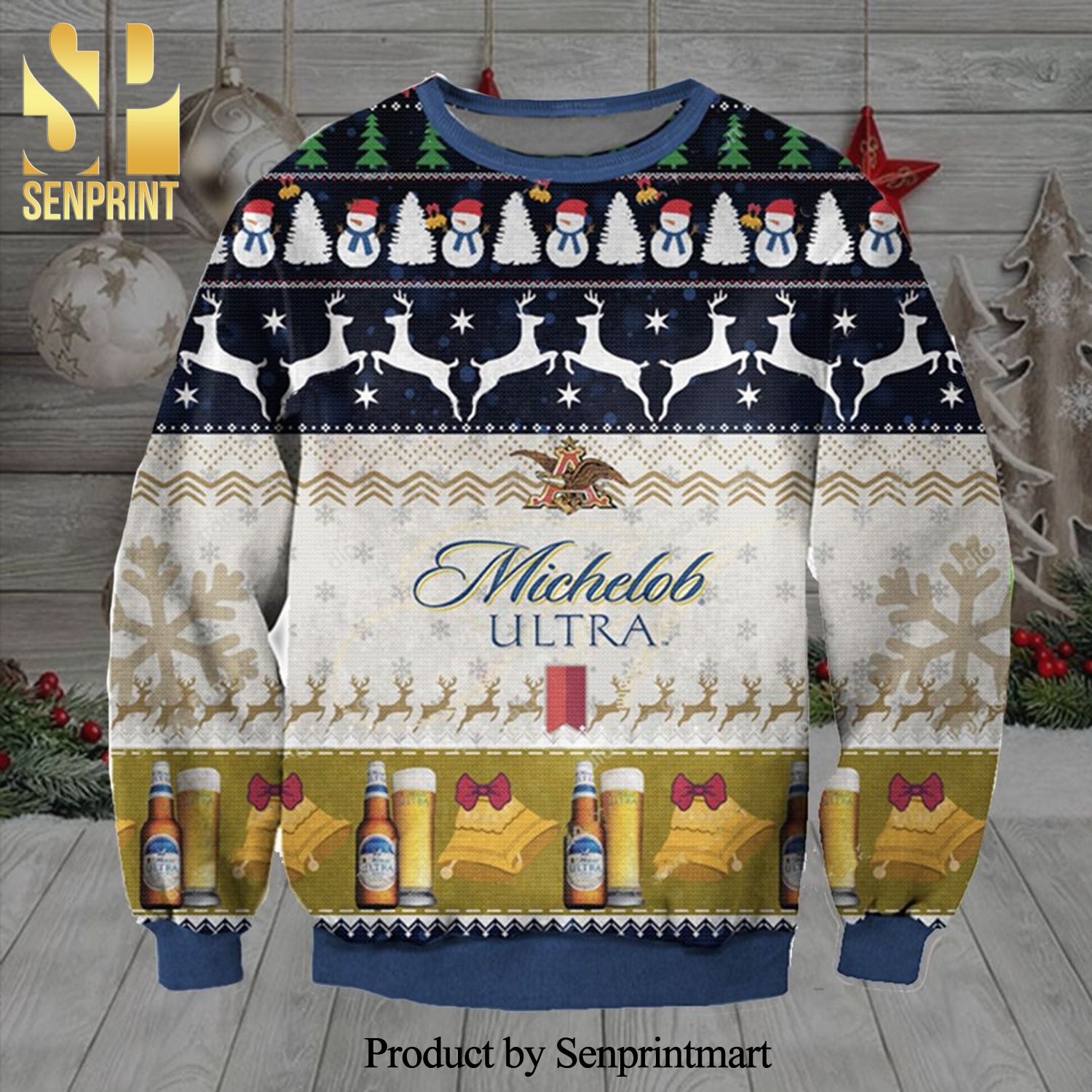 Michelob Ultra Beer Knitted Ugly Christmas Sweater