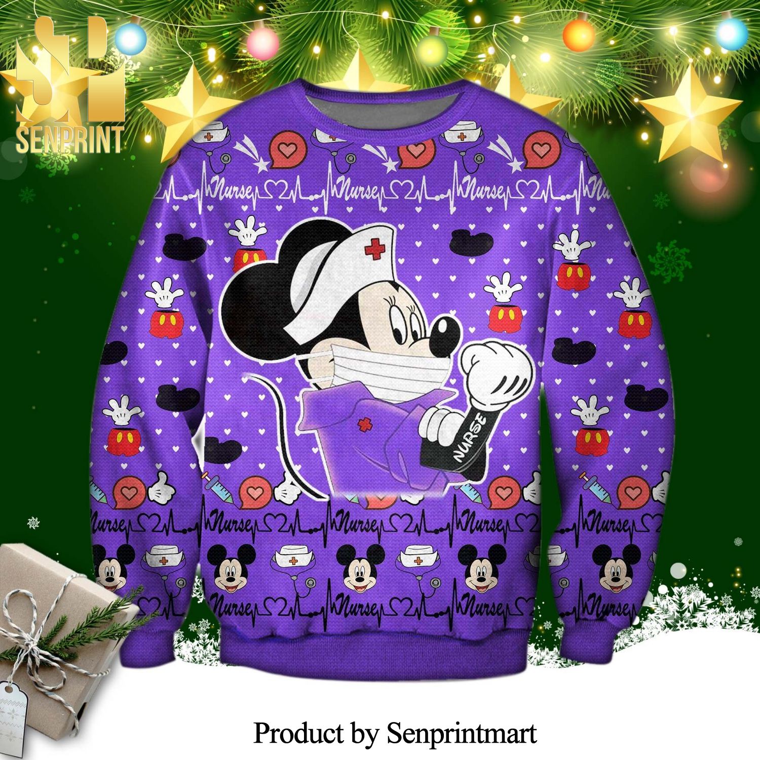 Mickey Nurse Disney Knitted Ugly Christmas Sweater