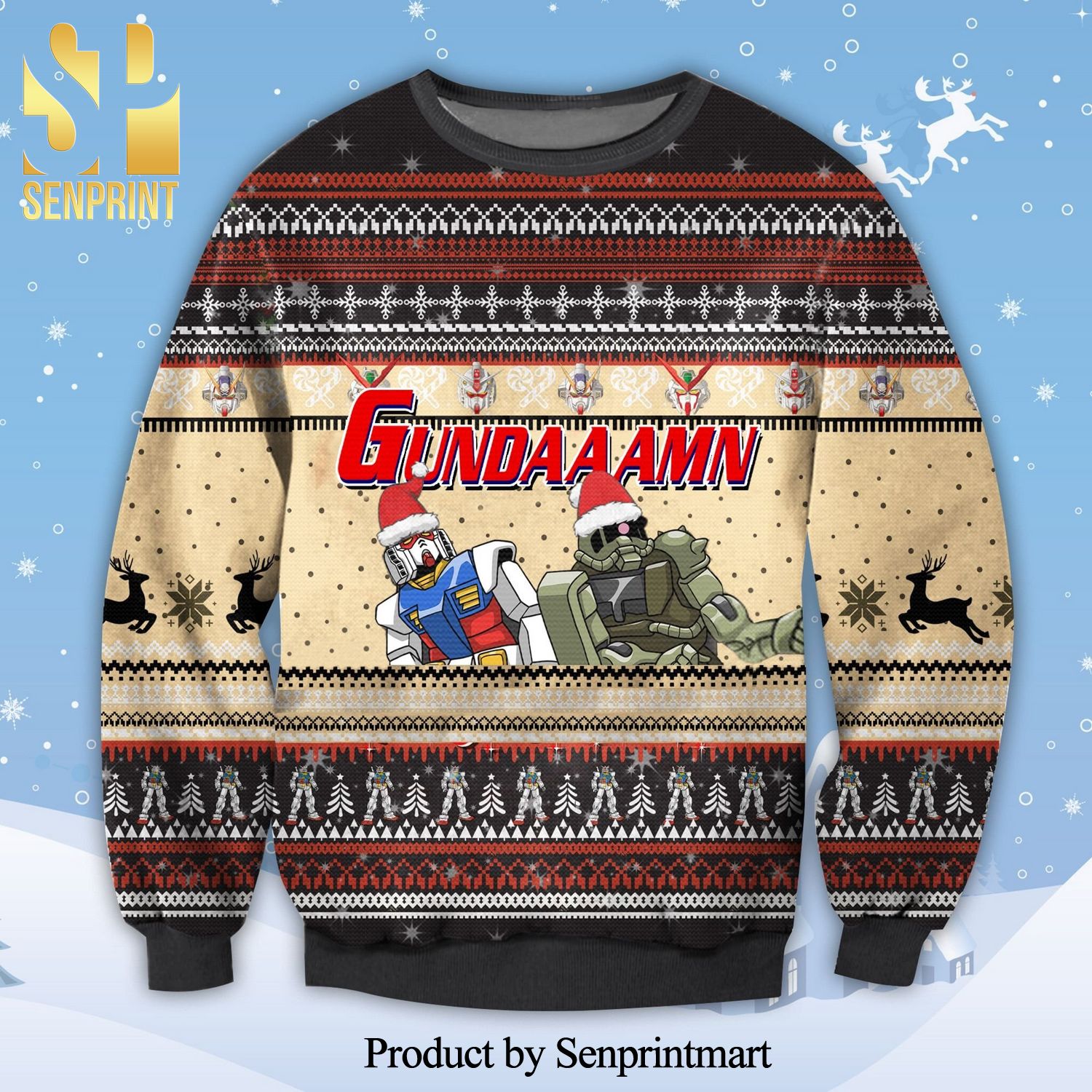 Mighty Morphin Power Rangers Gundaaamn Knitted Ugly Christmas Sweater