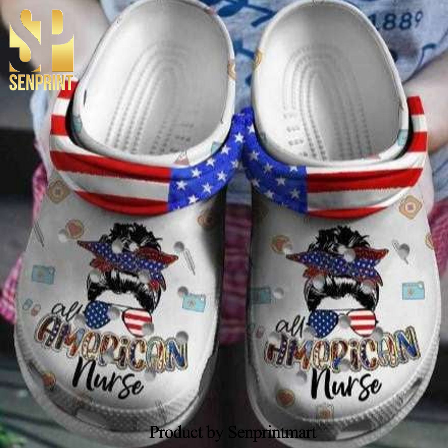 Cool Girl Glasses American Nurse 4Th Of July 3D Crocs Unisex Crocband Clogs