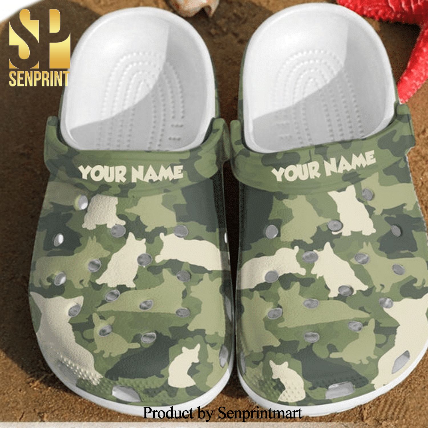 Corgi Custom Crocs Camo Full Printed Crocs Crocband In Unisex Adult Shoes