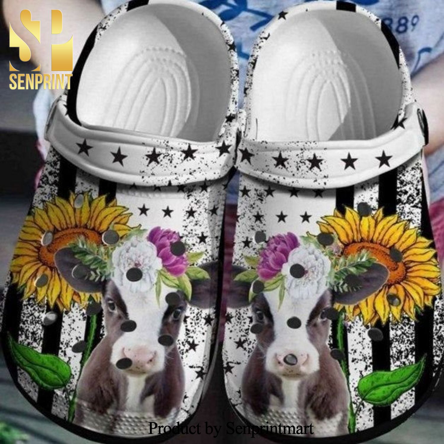 Cow Flowers Hypebeast Fashion Classic Crocs Crocband Clog