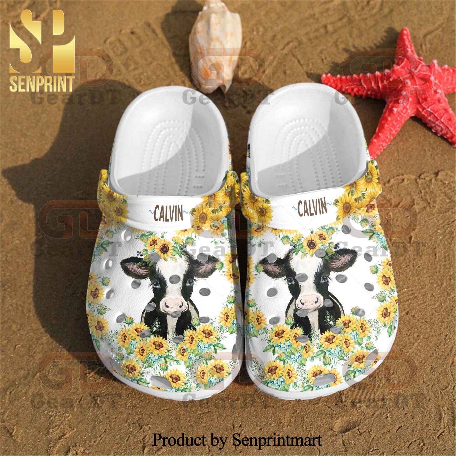 Cow Sunflower 3D Crocs Crocband In Unisex Adult Shoes