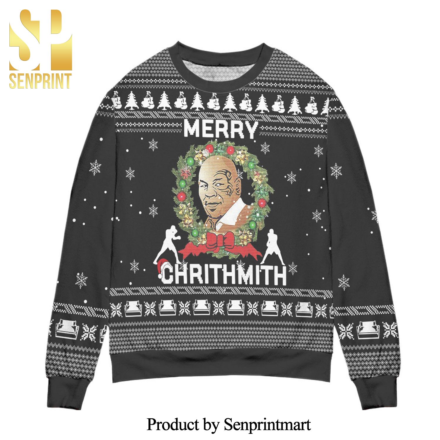 Mike Tyson Merry Chrithmith Knitted Ugly Christmas Sweater