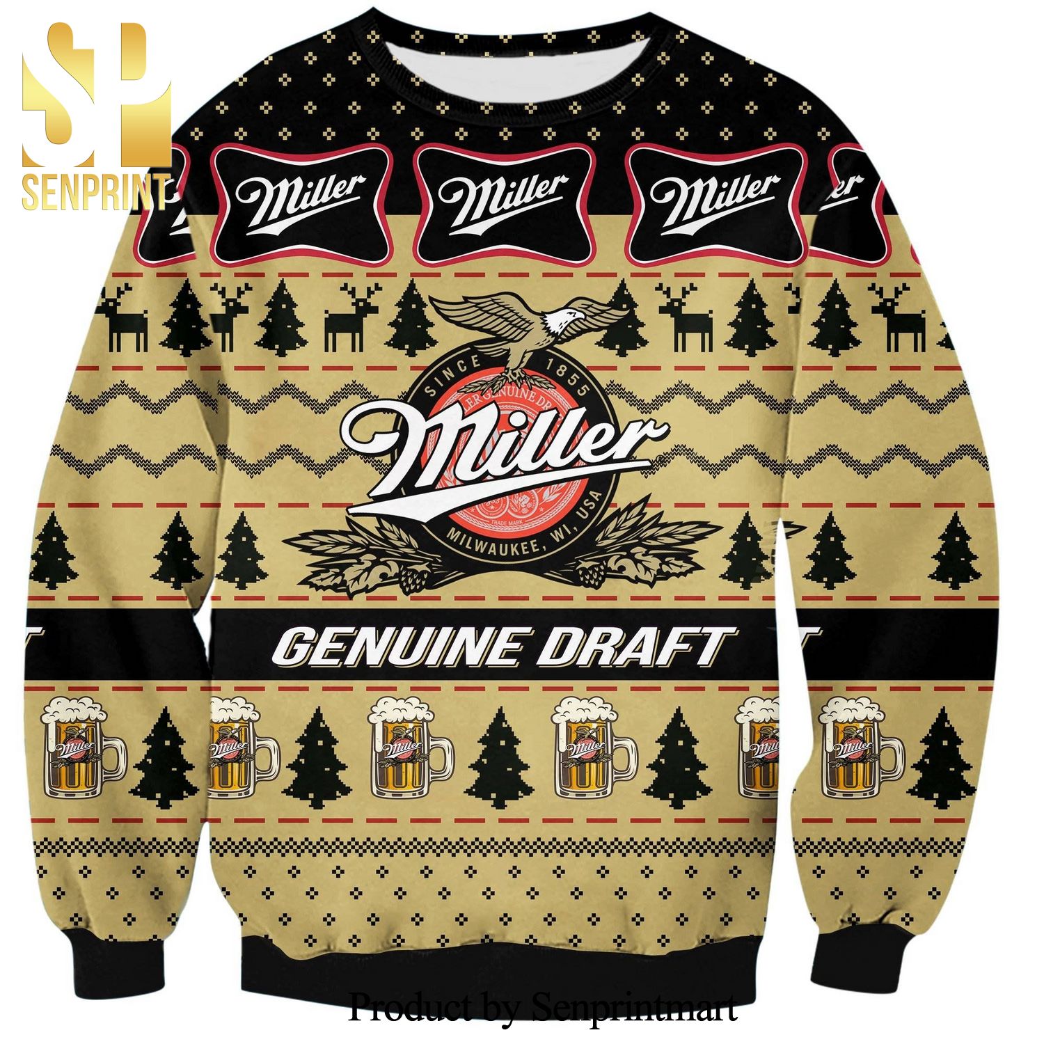 Miller Genuine Draft Knitted Ugly Christmas Sweater