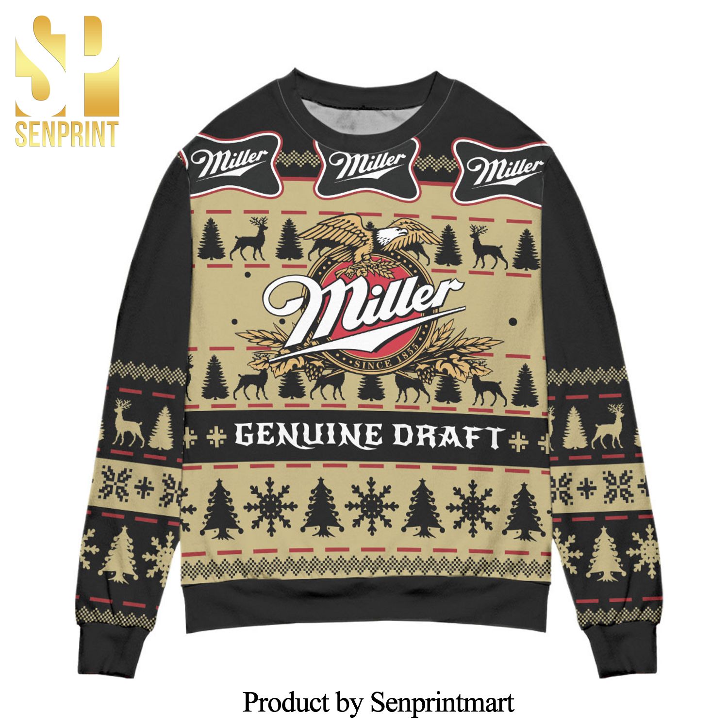 Miller Genuine Draft Snowflake Christmas Pattern Knitted Ugly Christmas Sweater