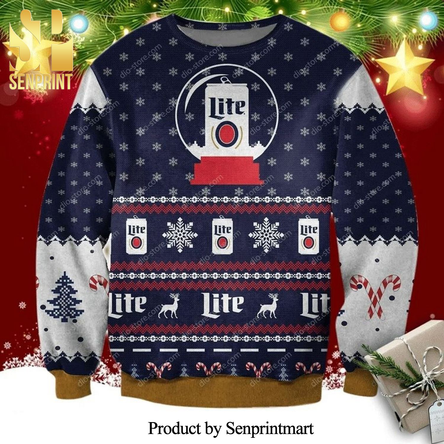 Miller Lite Snowflake Knitted Ugly Christmas Sweater