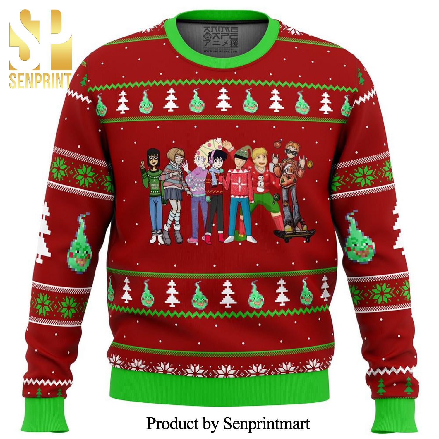 Mob Psycho 100 Holiday Premium Manga Anime Full Printed Ugly Christmas Sweater