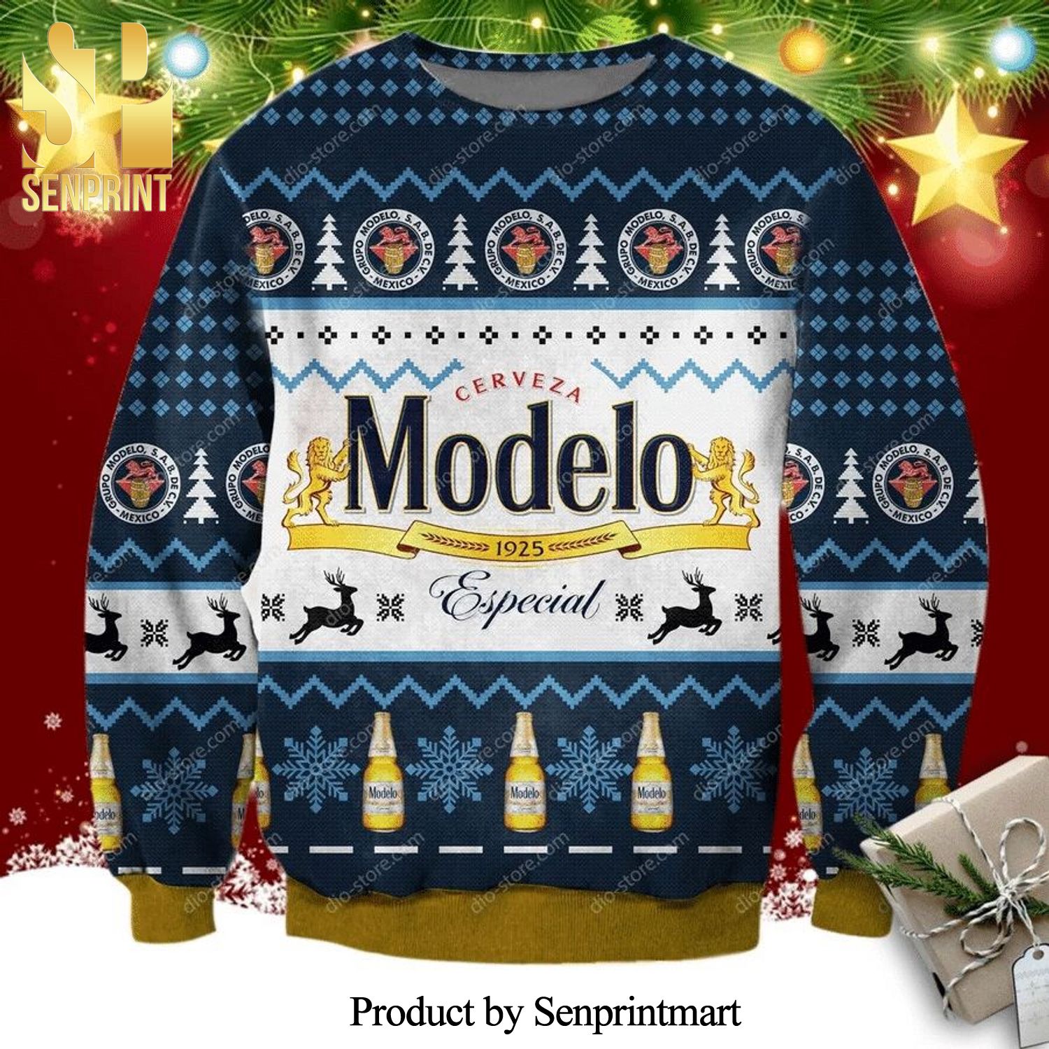 Modelo Especial Cerveza 1925 Knitted Ugly Christmas Sweater