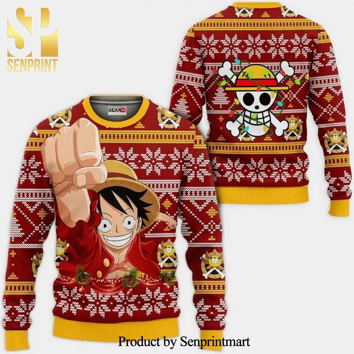 Monkey Luffy One Piece Anime Manga Knitted Ugly Christmas Sweater