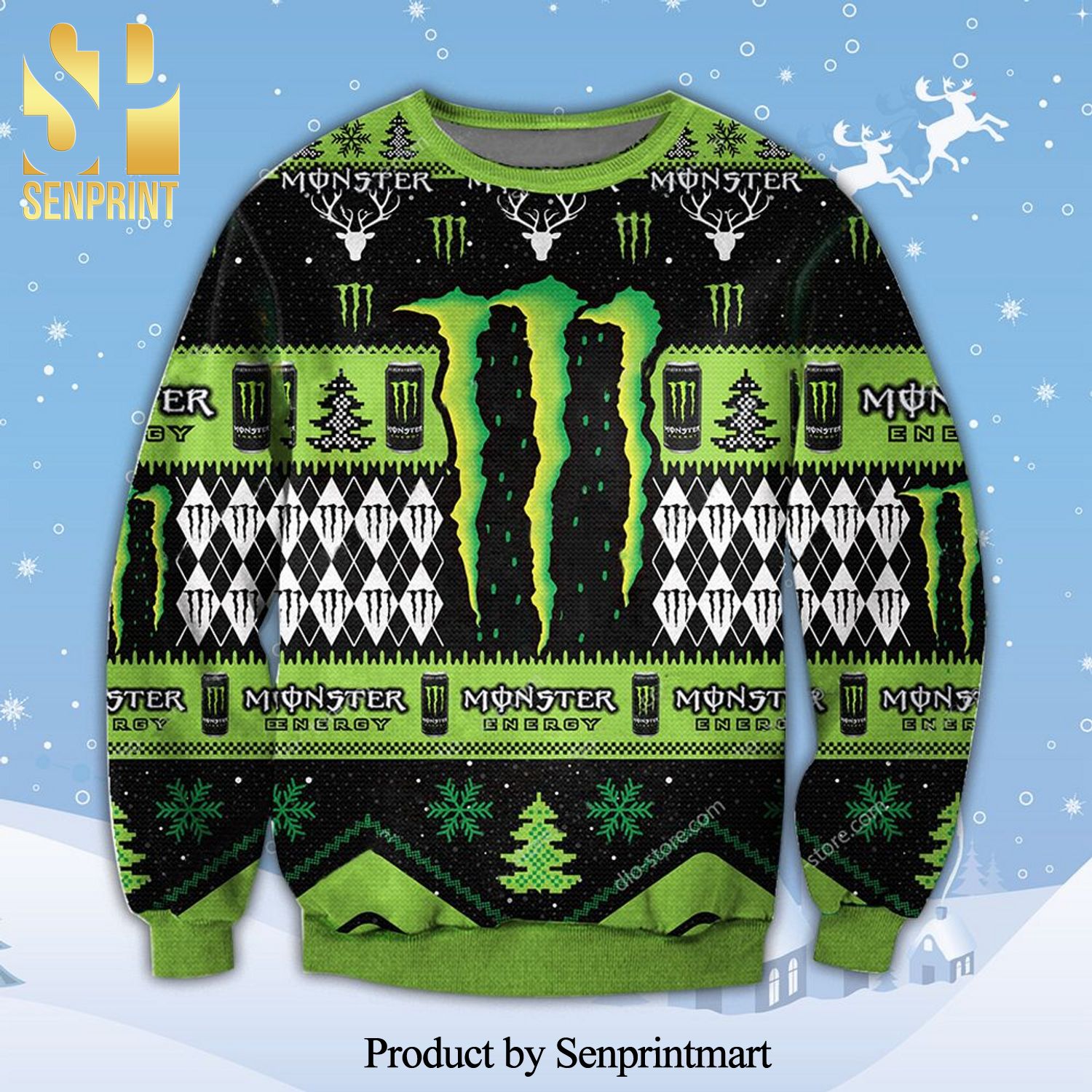 Monster Energy Knitted Ugly Christmas Sweater