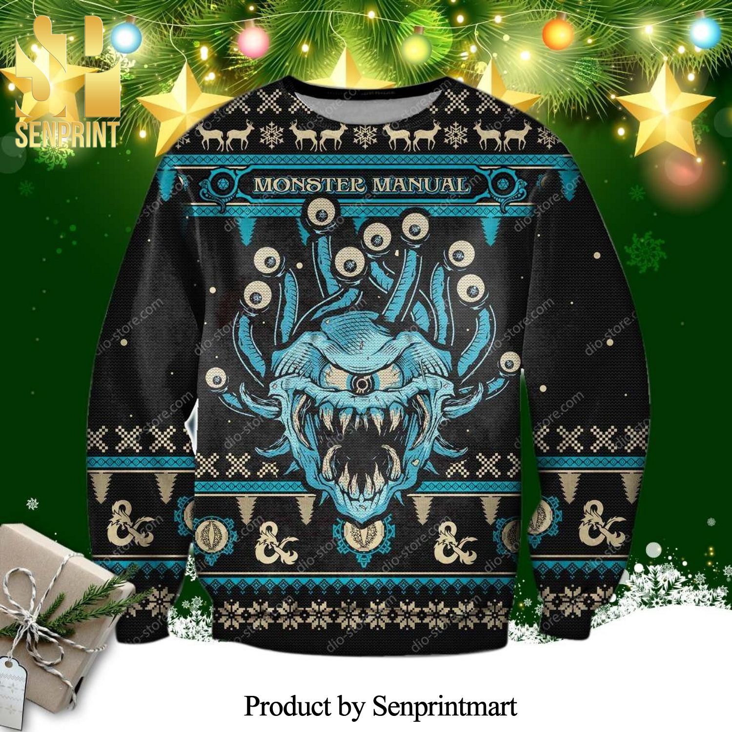 Monster Manual Game Knitted Ugly Christmas Sweater