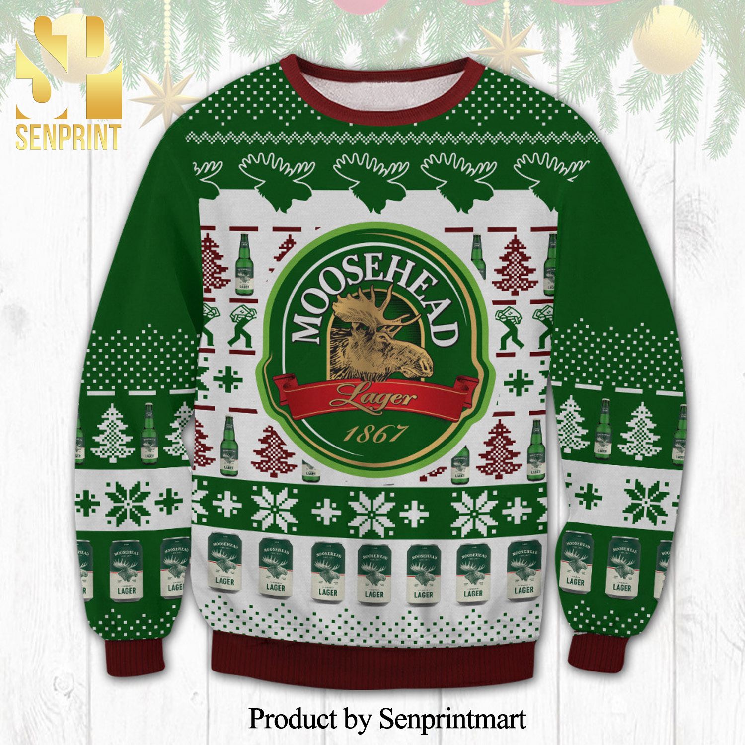 Moosehead Lager Beer Knitted Ugly Christmas Sweater