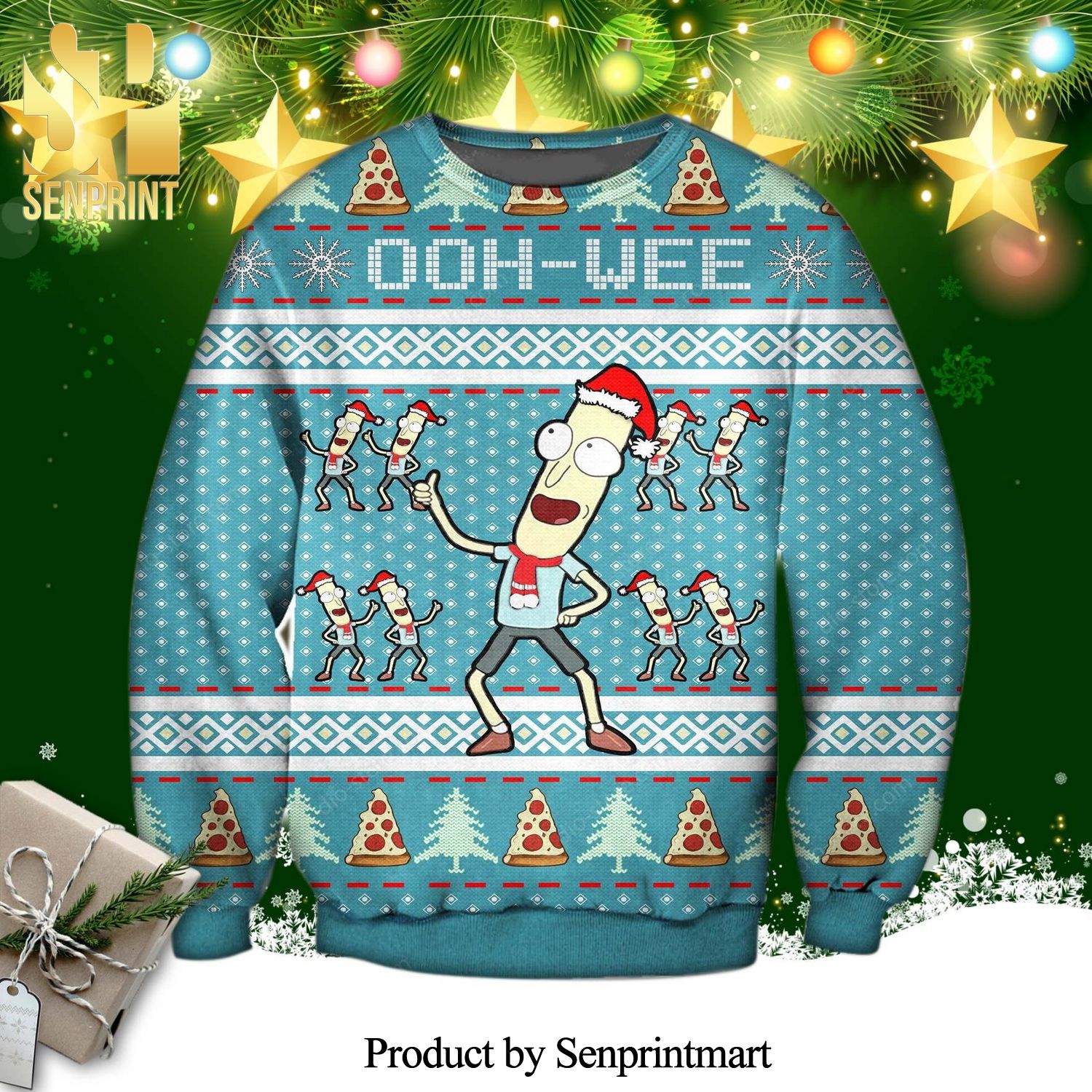 Mr Poopy Butthole Ooh-Wee Rick and Morty Knitted Ugly Christmas Sweater