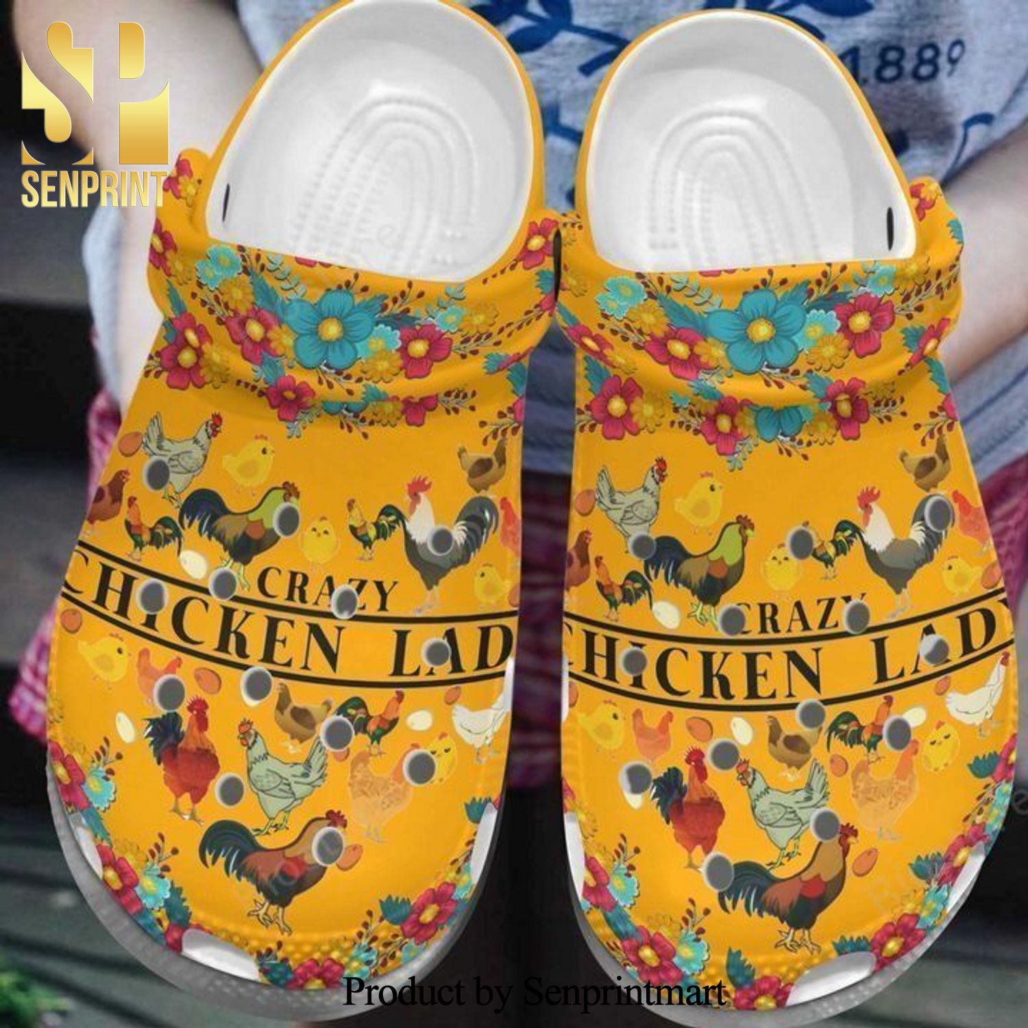 Crazy Chicken Lady Gift For Lover Hypebeast Fashion Unisex Crocs Crocband Clog