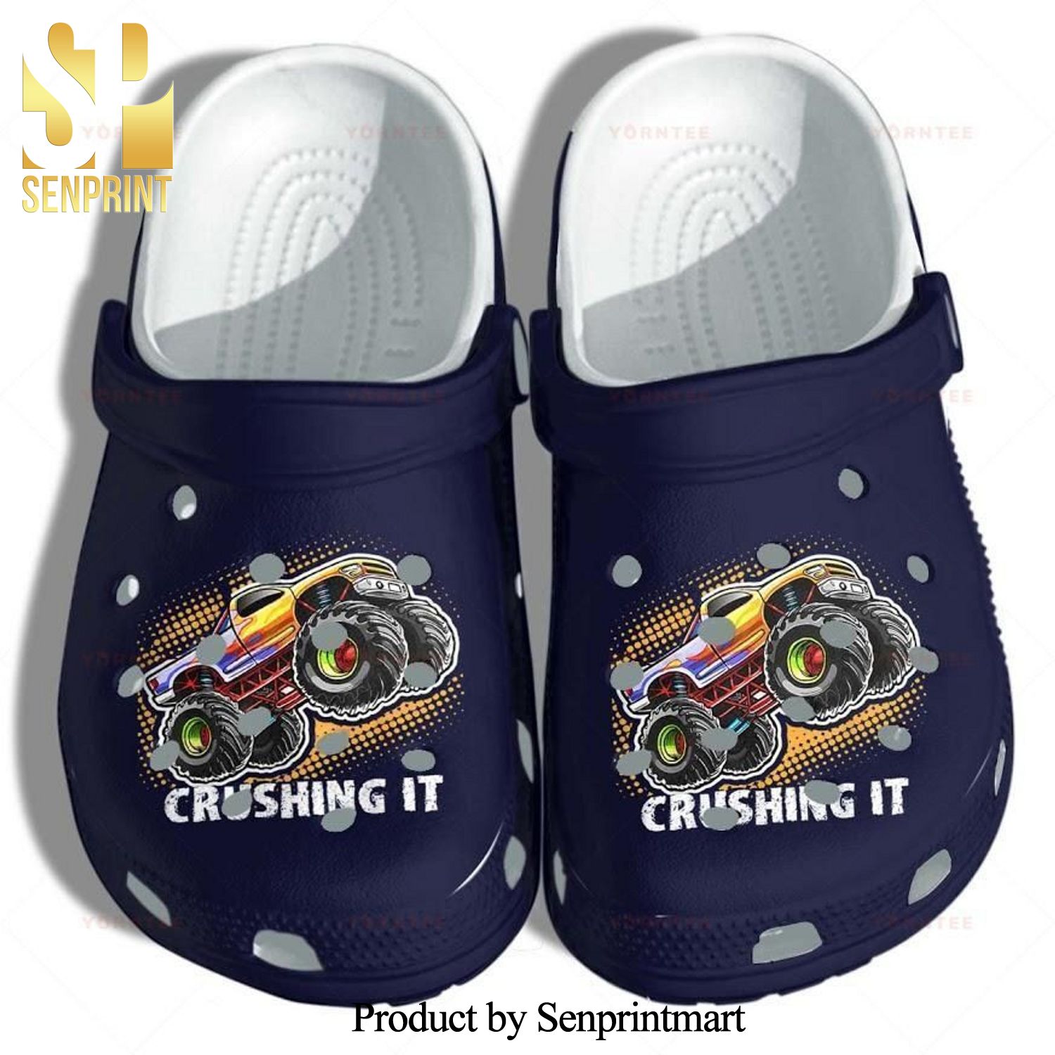 Crushing Truck Funny Monster Truck Gift For Lover Hypebeast Fashion Crocs Unisex Crocband Clogs