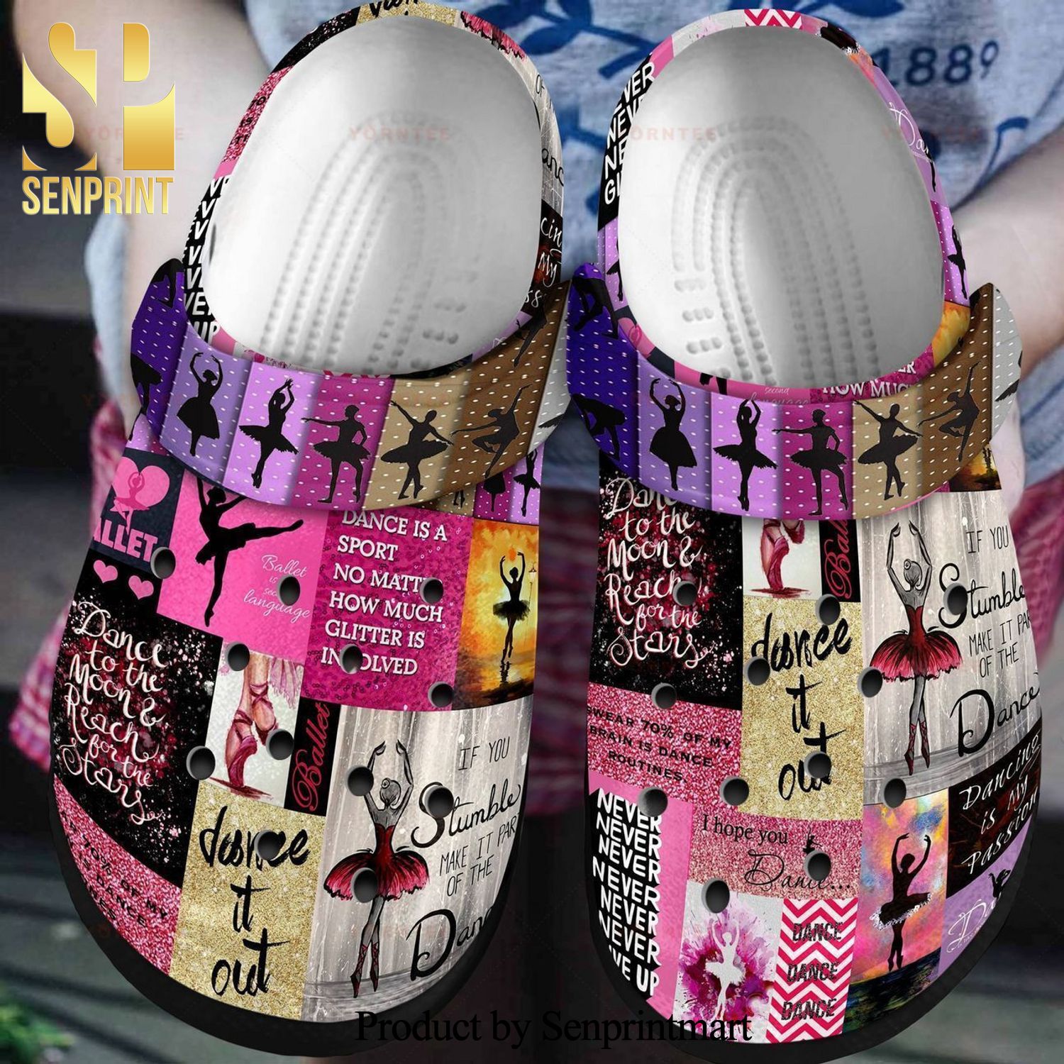 Custom Name Ballet Dance To The Moon Gift For Lover All Over Printed Unisex Crocs Crocband Clog