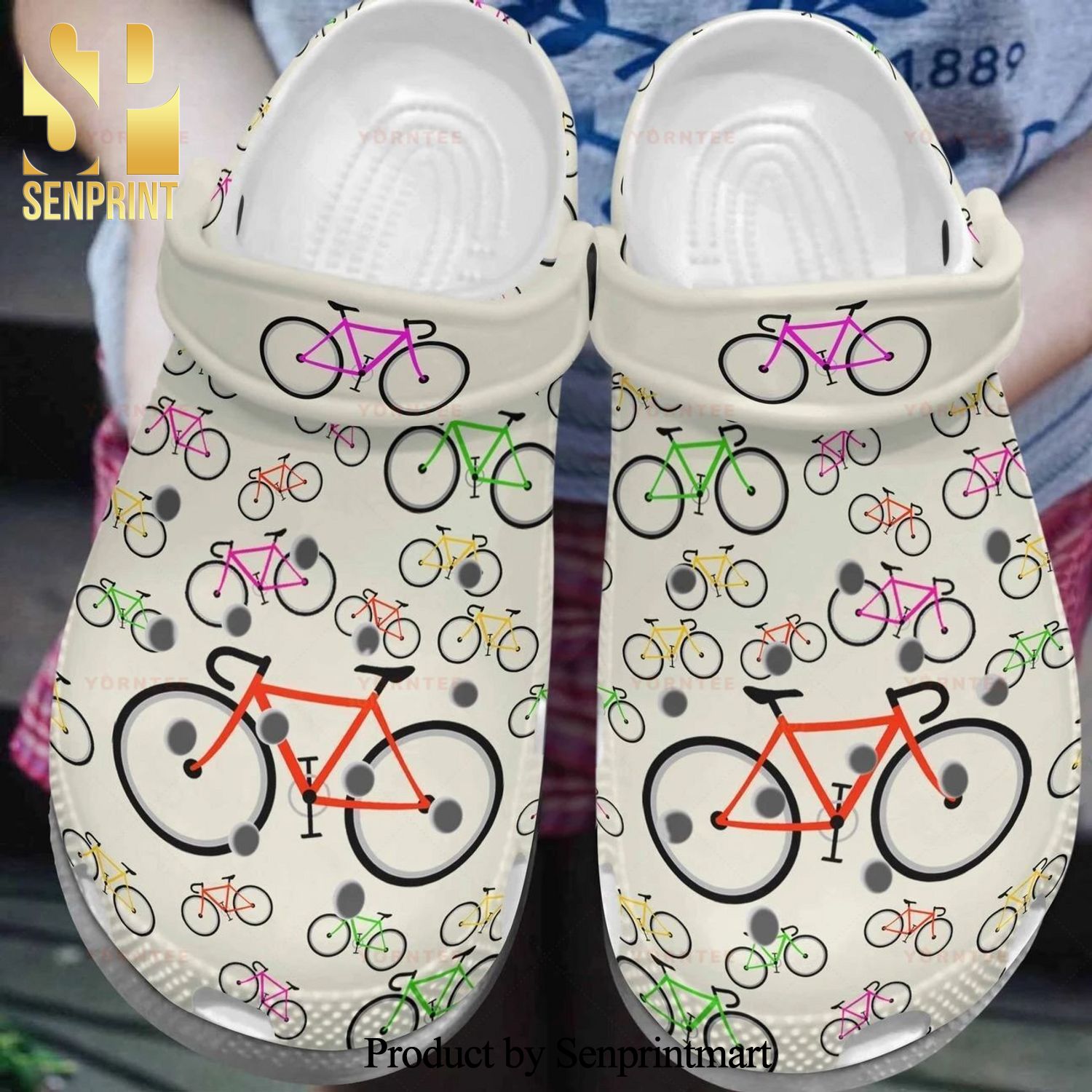 Custom Name Bicycle Pattern Icon Gift For Lover Full Printed Classic Crocs Crocband Clog