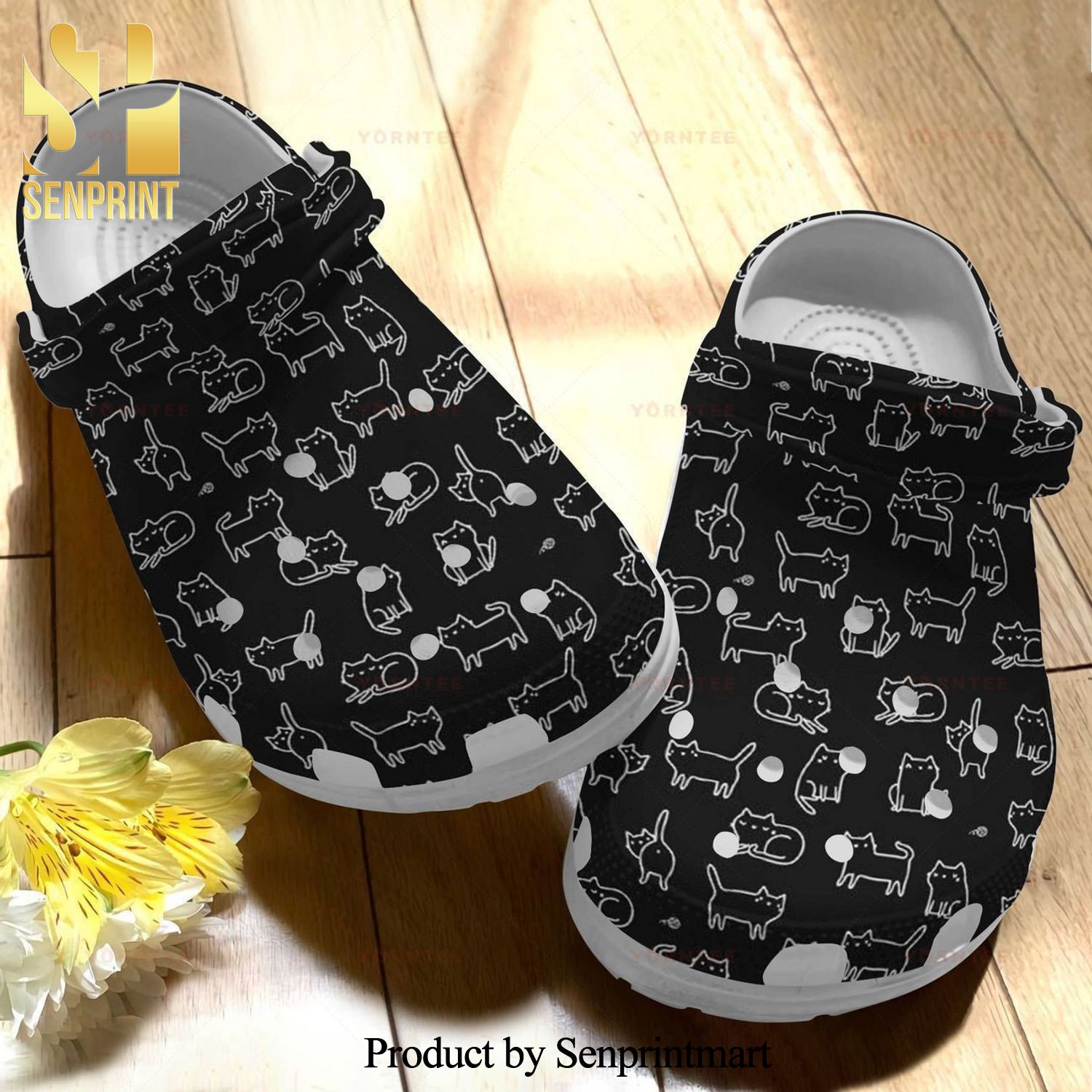 Custom Name Black Cat 10 Gift For Lover Full Printed Unisex Crocs Crocband Clog