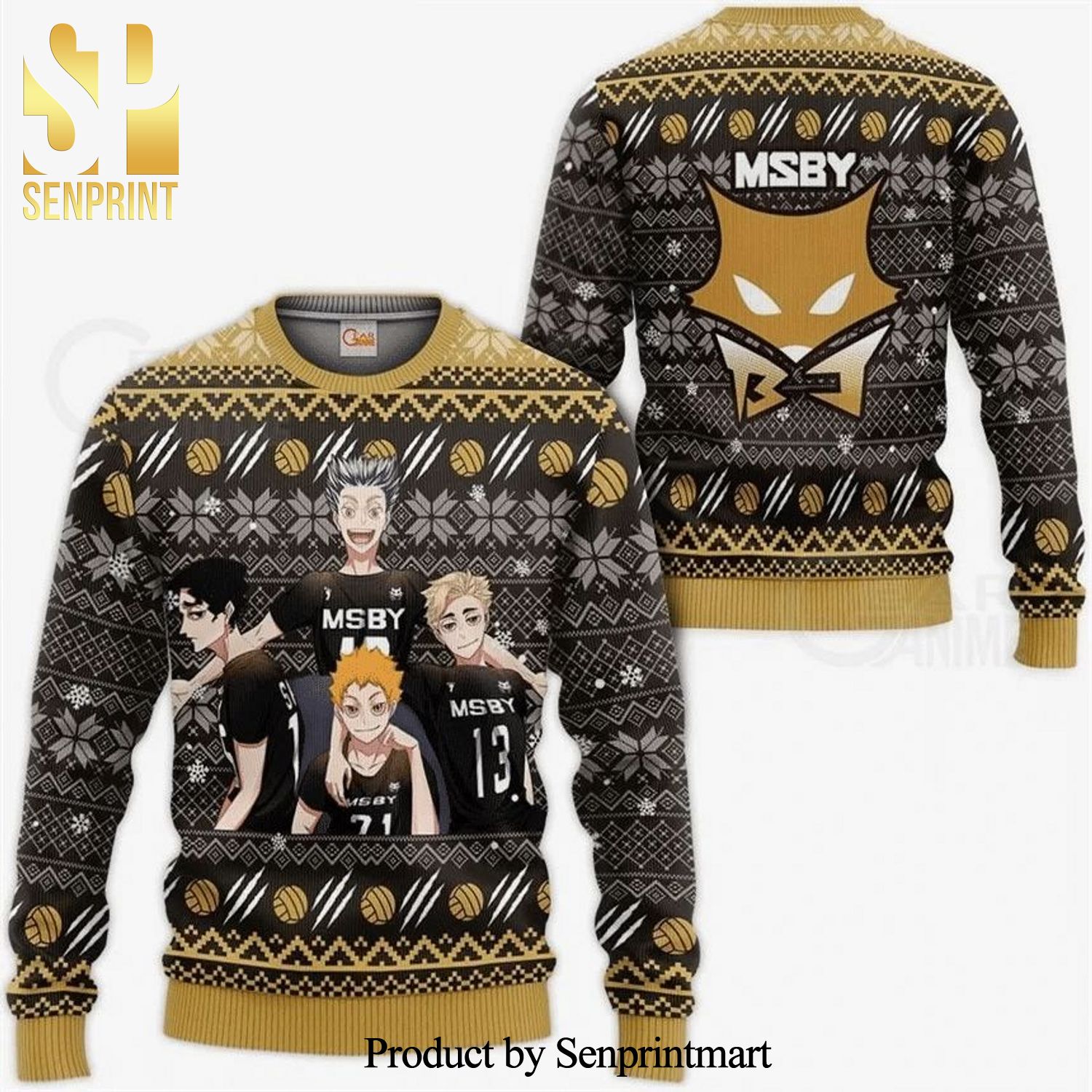 MSBY Black Jackals Haikyuu Anime Knitted Ugly Christmas Sweater